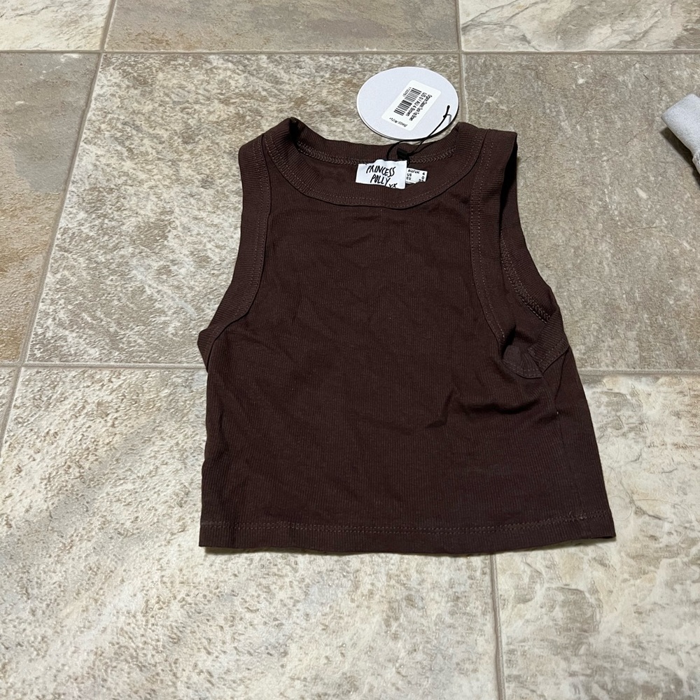 Princess Polly high neck brown tank